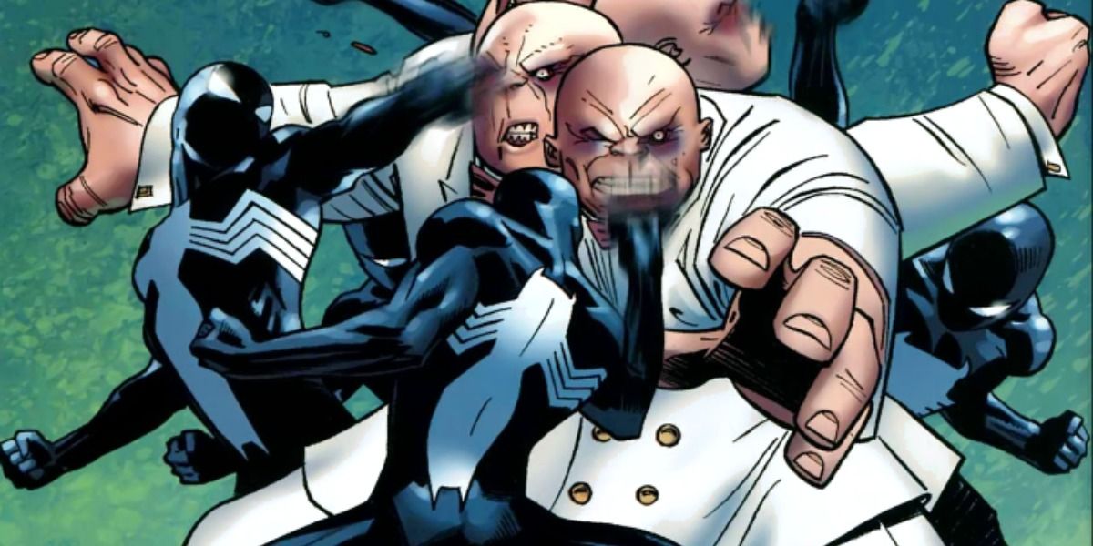 Spider-Man gives Kingpin a righteous beating.
