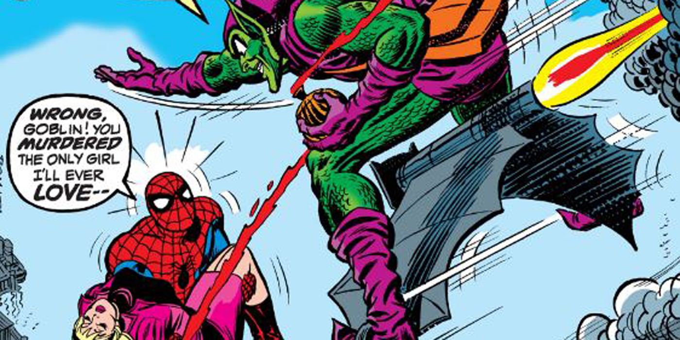 Spider-Man holds a dead Gwen Stacy in Spider-Man 122.
