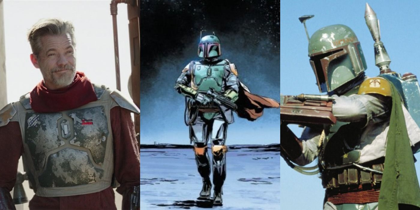 Split image of Cob Vanth, Boba Fett in the comics and live-action