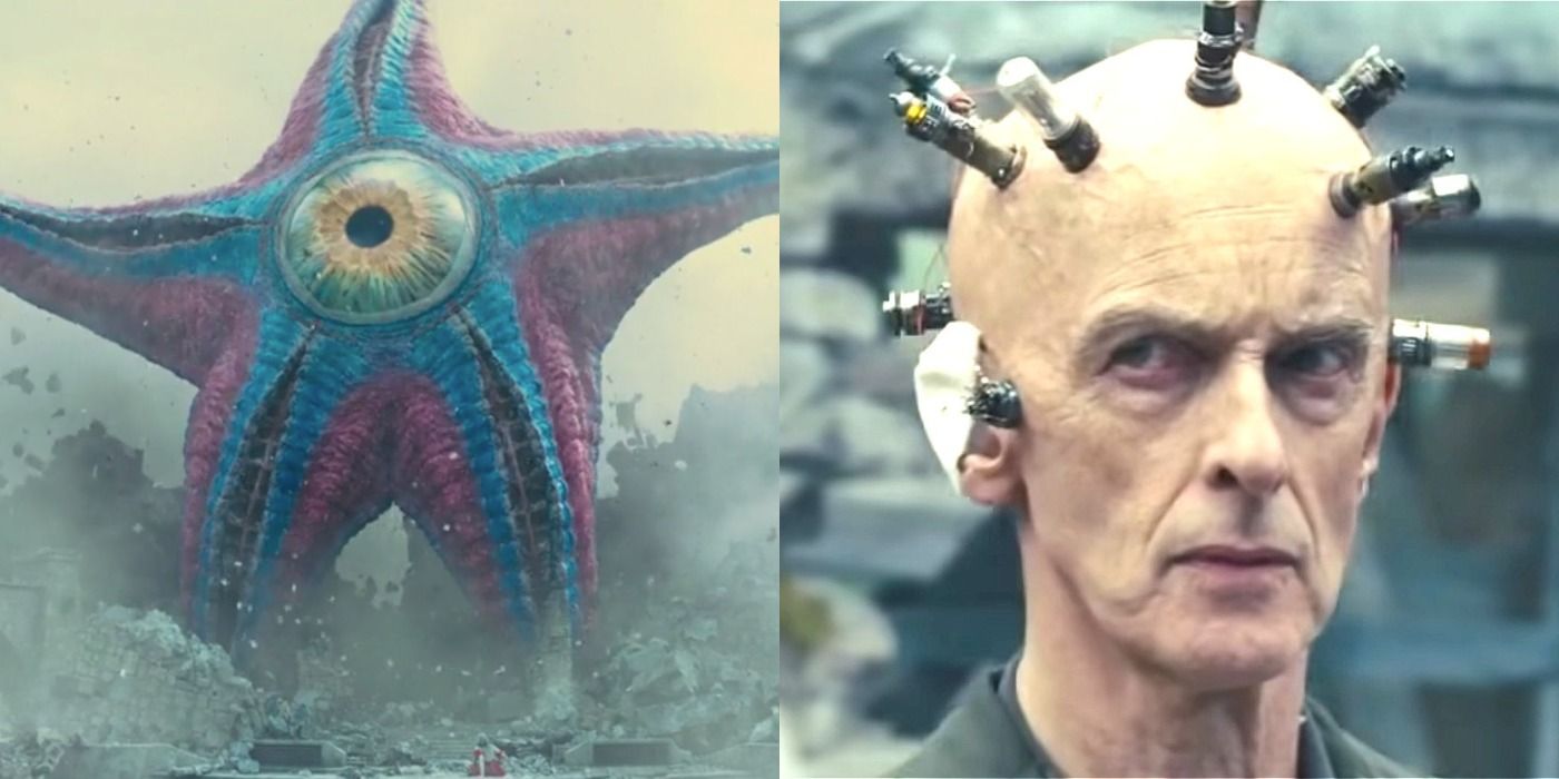 Split image of Starro and The Thinker in The Suicide Squad