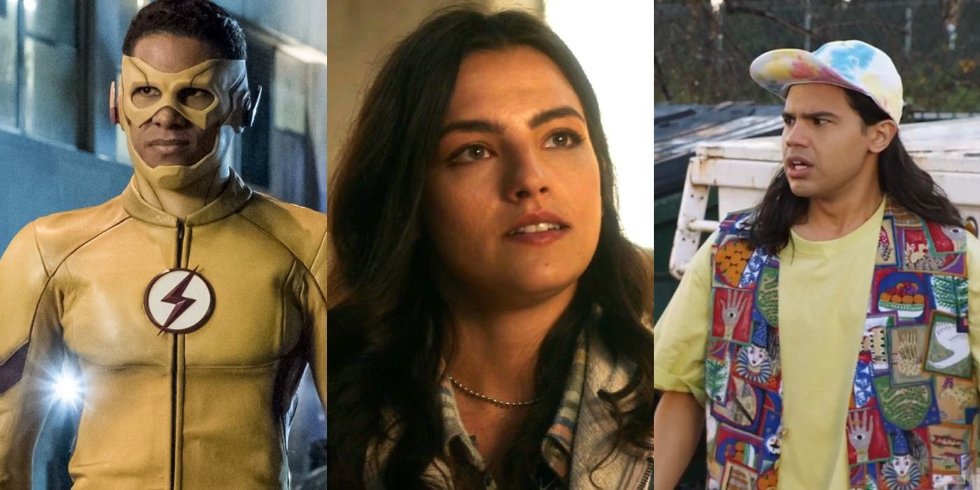 Split image of Wally West, Allegra Garcia and Cisco Ramon in The Flash
