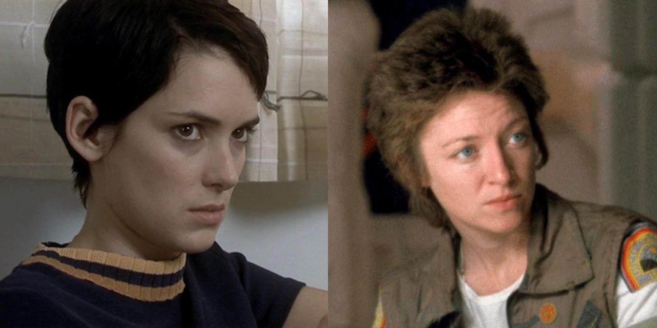 Split image of Winona Ryder in Girl Interrupted and Veronica Cartwright in Alien