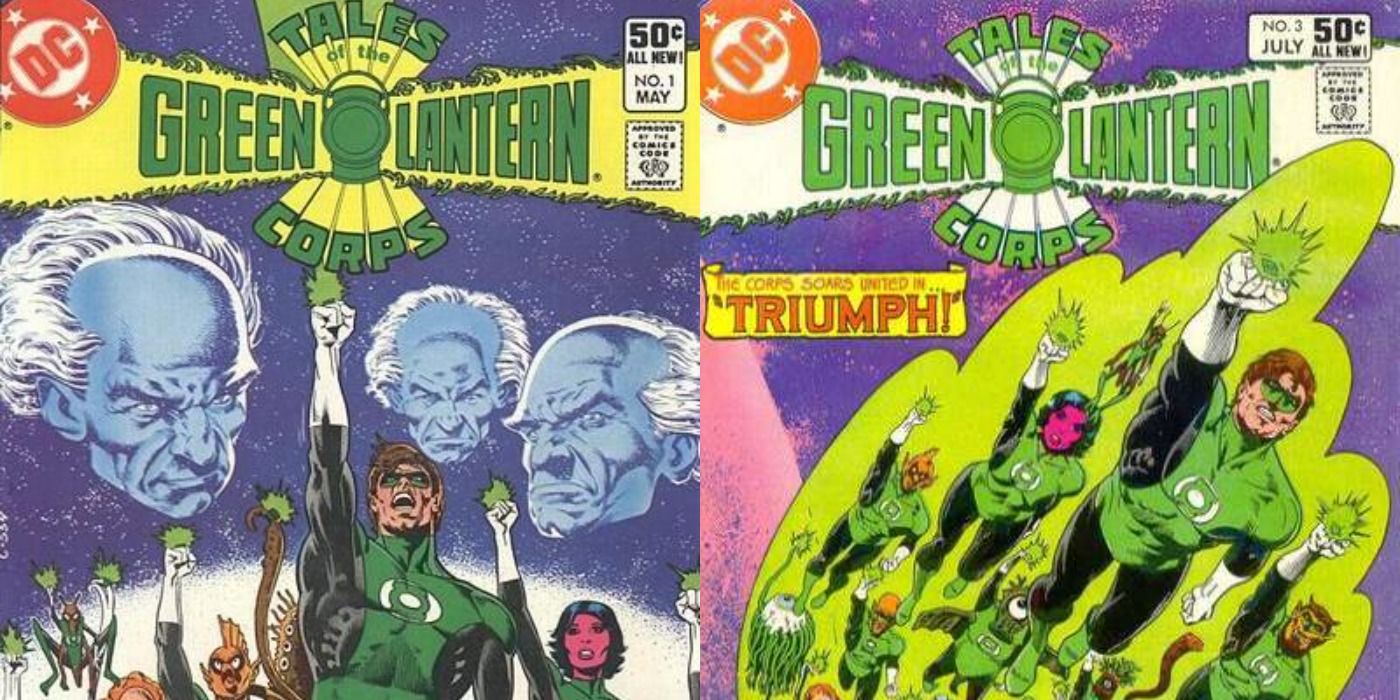 Split image of covers of Tales of the Green Lantern Corps 1 and 3 comics.