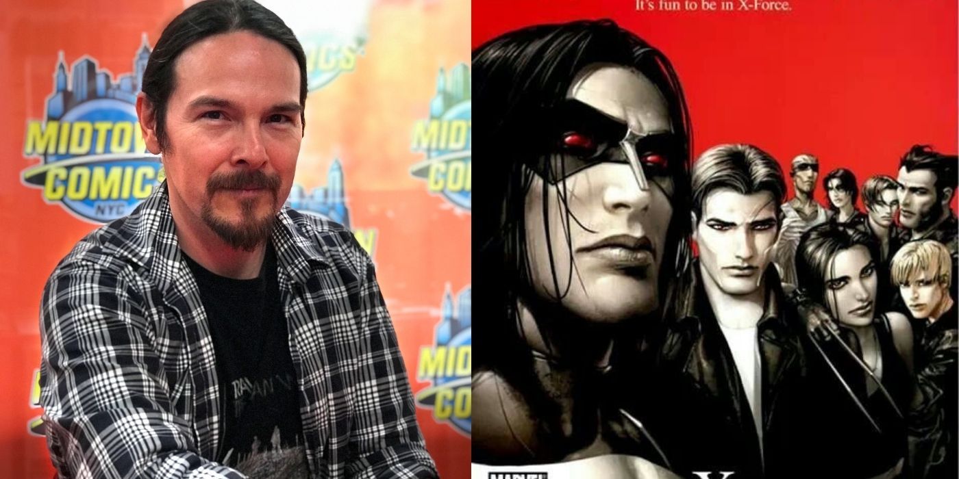 Split image showing Clayton Crain and X-Force comic cover