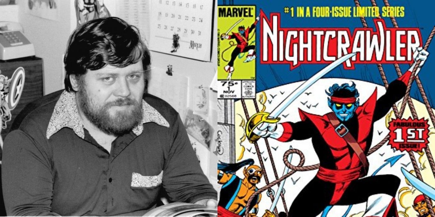 Split image showing Dave Cockrum and comic cover of Nightcrawler