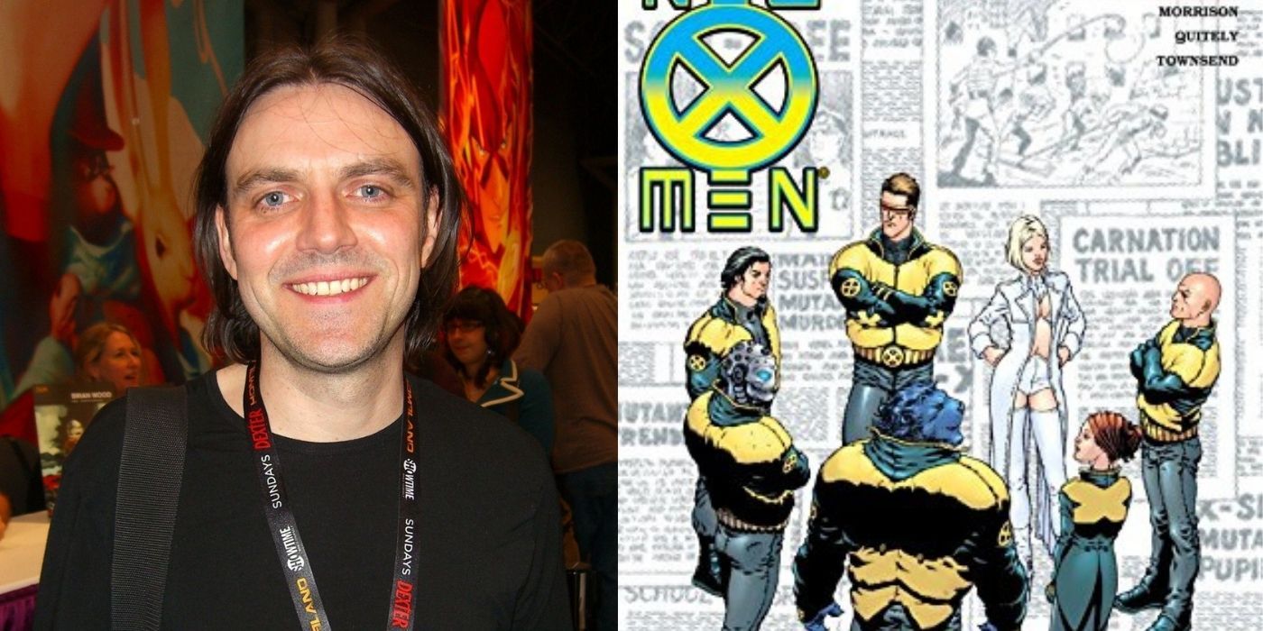 Split image showing Frank Quietly and a cover of New X-Men
