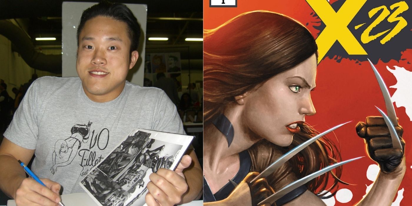 Split image showing Mike Choi and X-23 comic cover