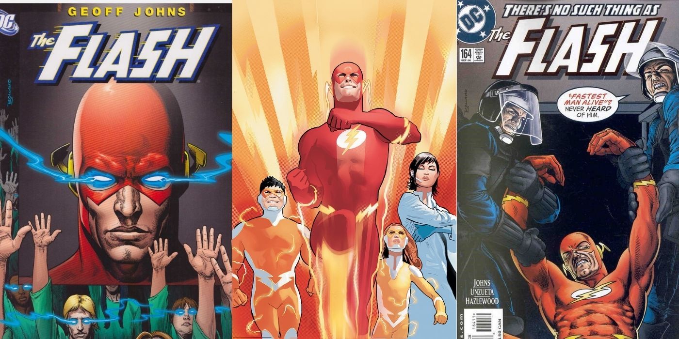 Split images of The Flash's comic book covers from 2000s