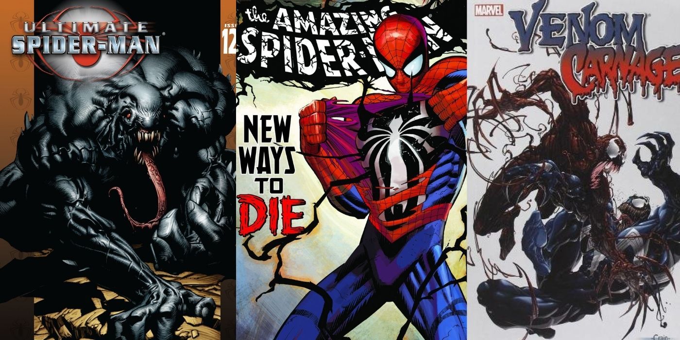 Split images of Venom comics from the 2000s