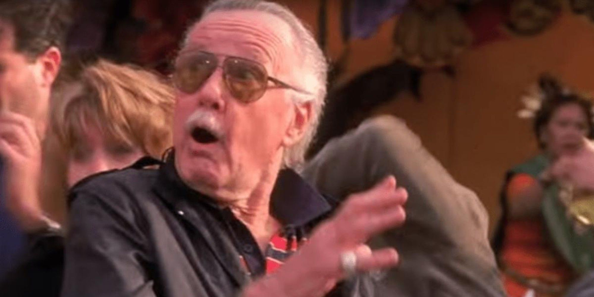 An image of Stan Lee looking shocked in Spider-Man