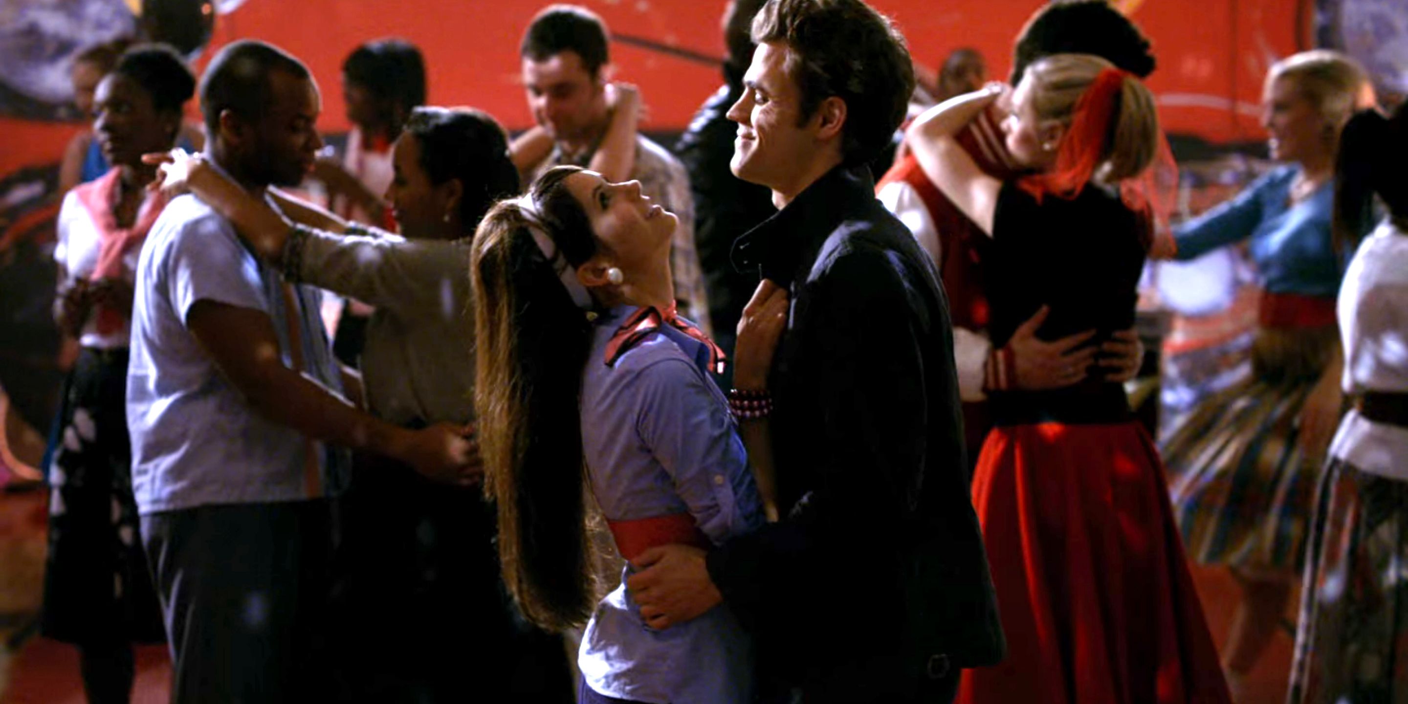 Stefan and Elena dance in The Vampire Diaries.