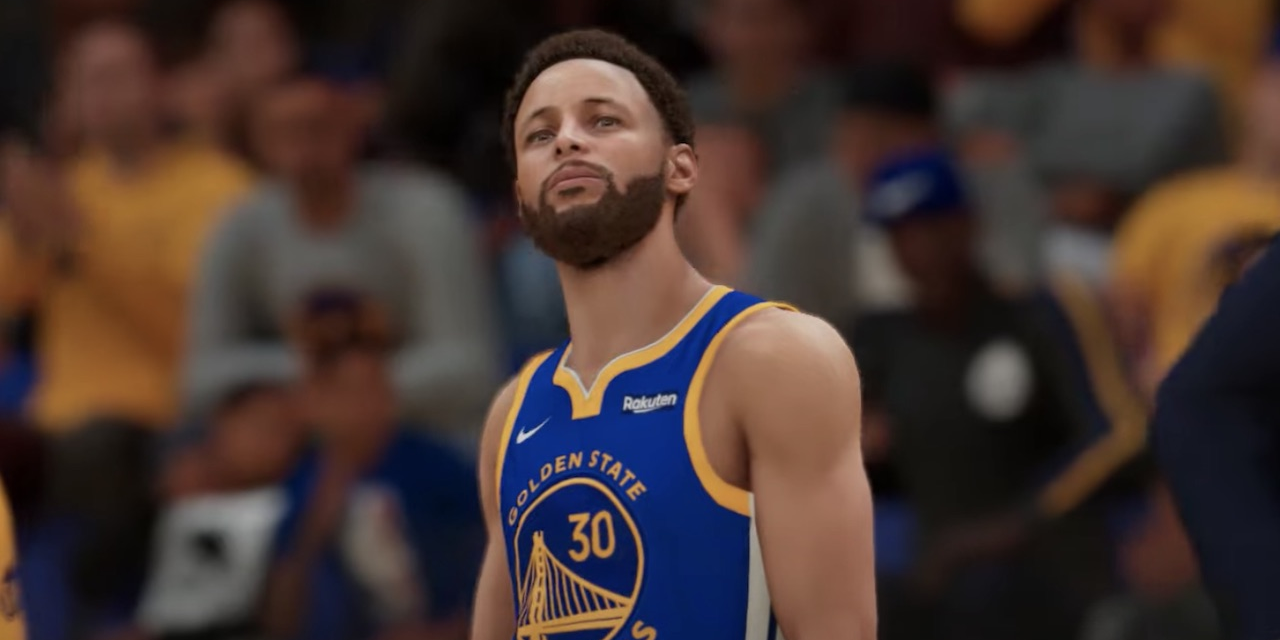 Stephen Curry looking up in NBA 2K