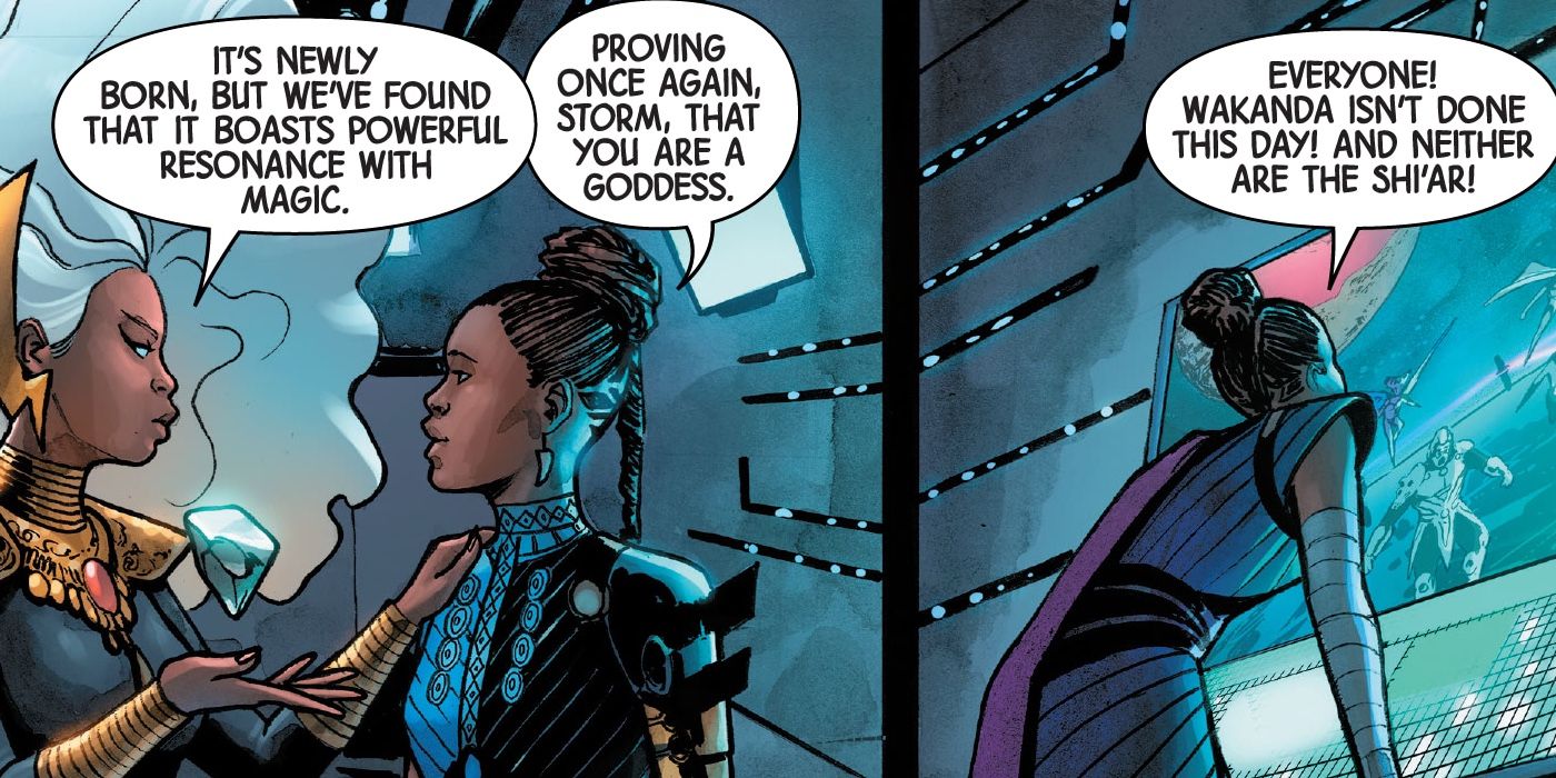 Shuri thanks Storm for bringing the Mysterium