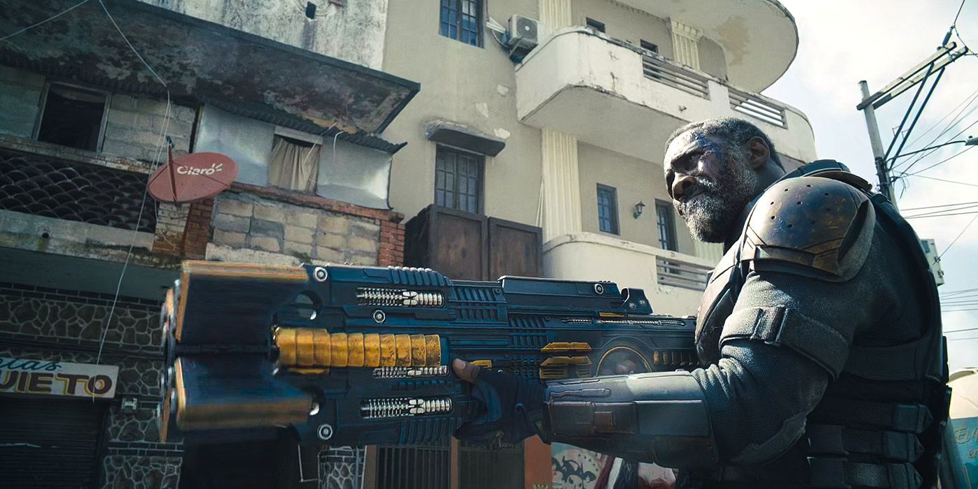 Bloodsport brandishes his high powered shotgun in The Suicide Squad.