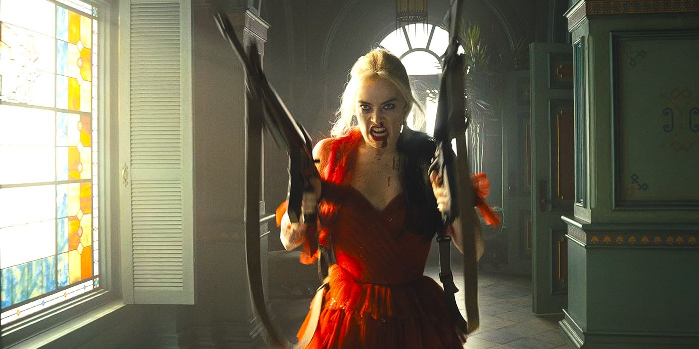 Harley Quinn wields two M16s in The Suicide Squad.