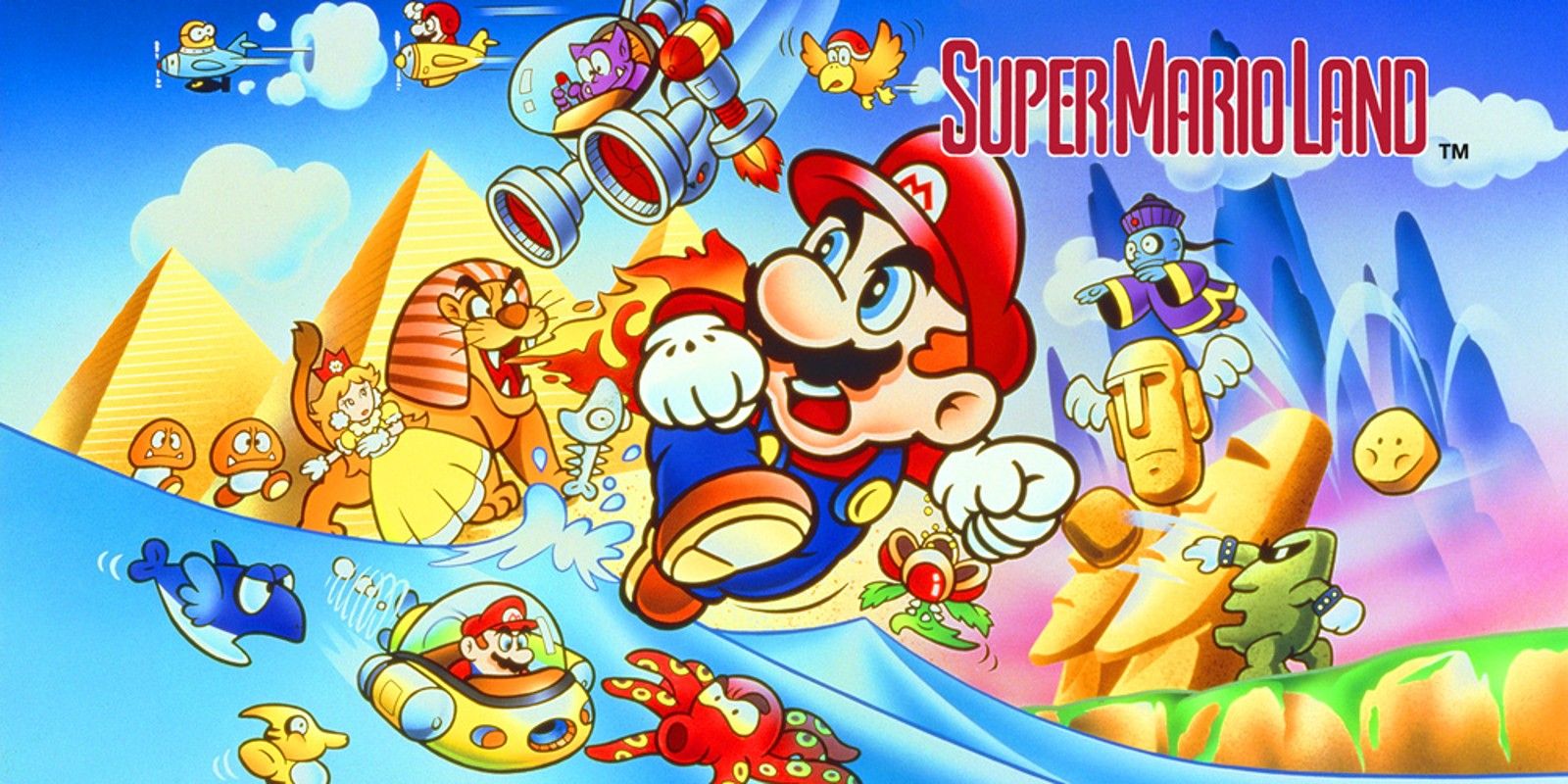 Arte para Super Mario Land no Game Boy.