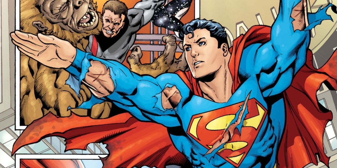 Superman flying on the cover of War of the Supermen