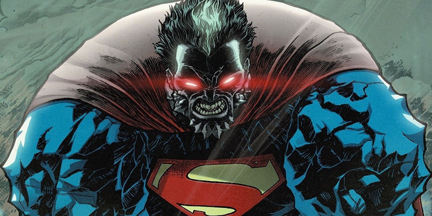 Comic book art: Superman turning into Doomsday in Doomed