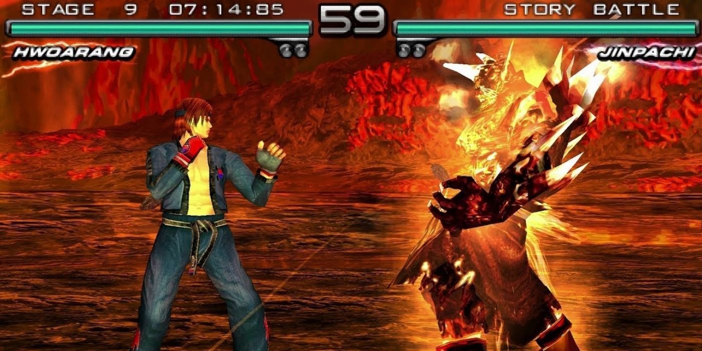 A fight between two characters in Tekken Dark Ressurection