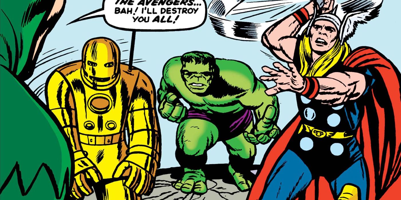 The Avengers battle Loki in Marvel Comics.