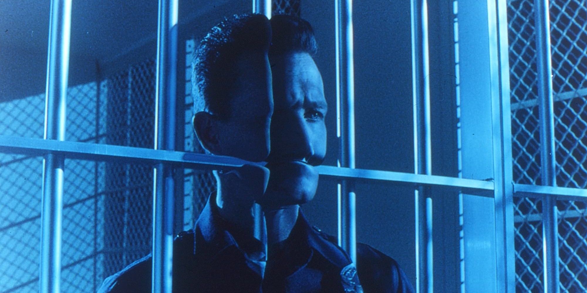 T-1000 walking through the prison bars in Terminator 2