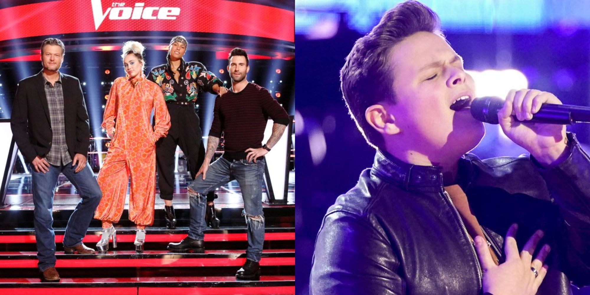 The Voice judges in an image next to the 2020 winner