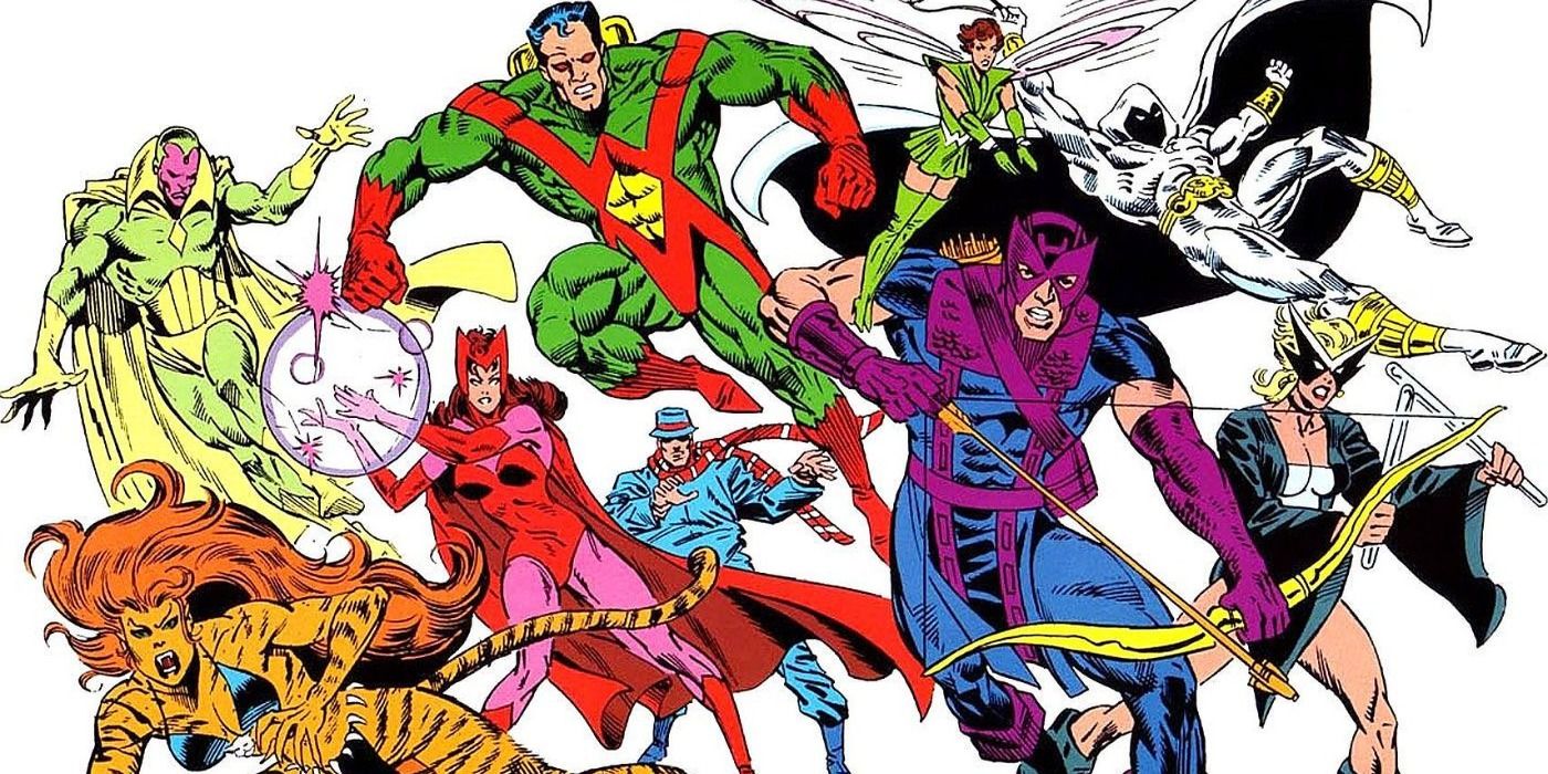 The West Coast Avengers charge into battle in Marvel Comics.