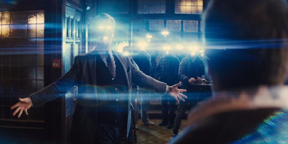 Pierce Brosnan turning into an alien in The World's End