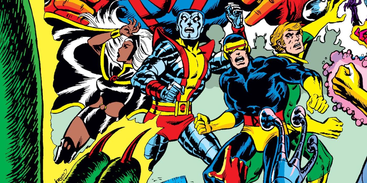 The X-Men battling aliens in X-Men #107.