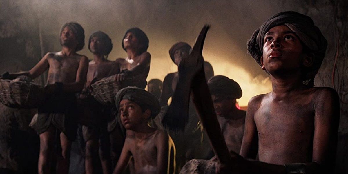 The child slaves in the mine in Indiana Jones and the Temple of Doom