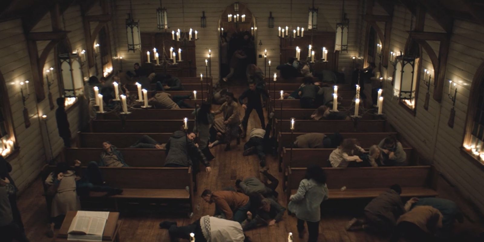 The parishioners of St Patrick's Church turn into vampires and attack each other in Midnight Mass.
