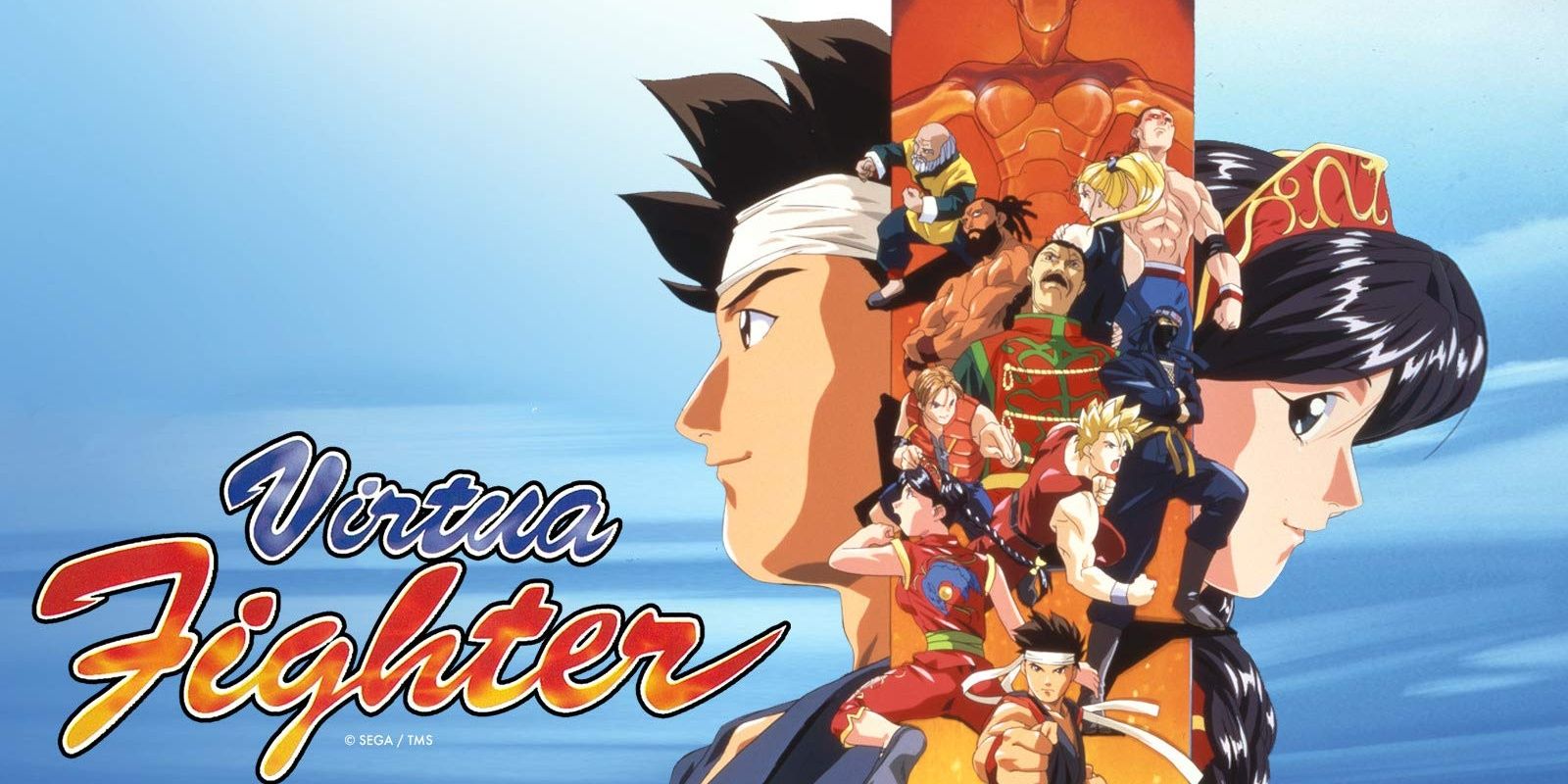 The poster for Virtua Fighter anime series with the characters in fighting poses