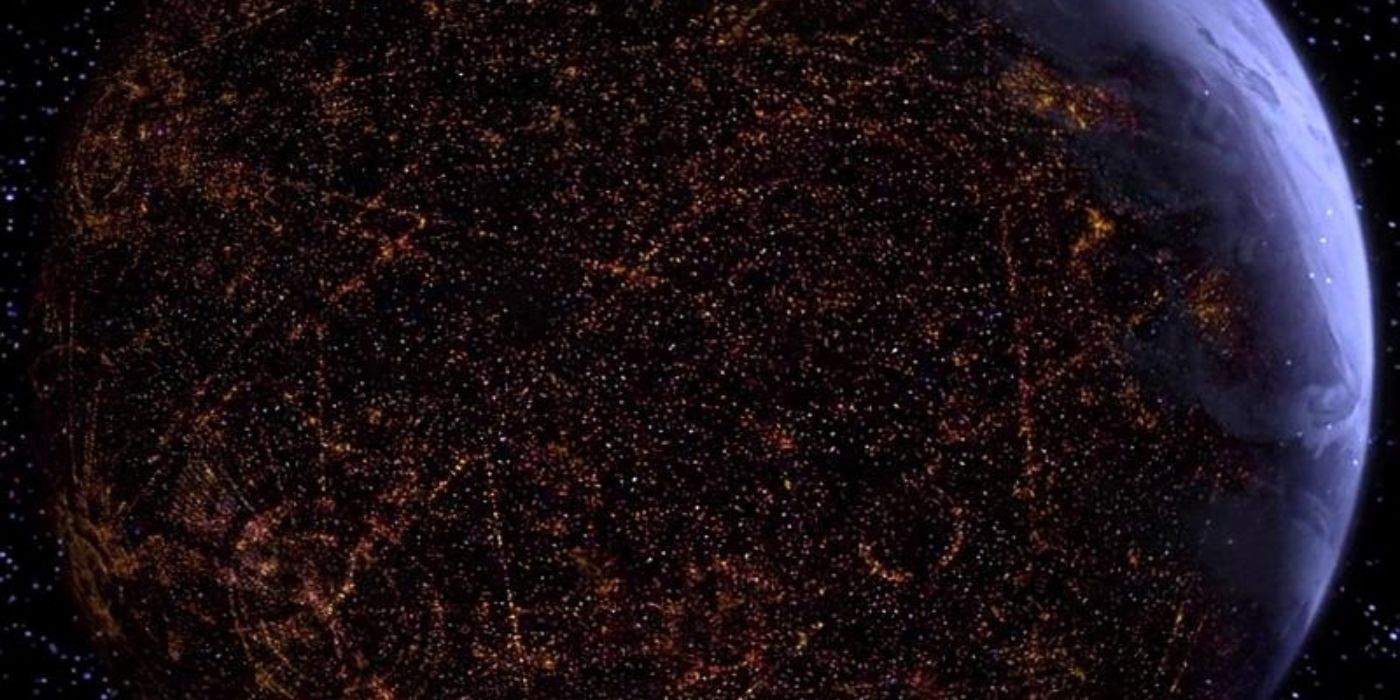 The surface of Coruscant as seen from space
