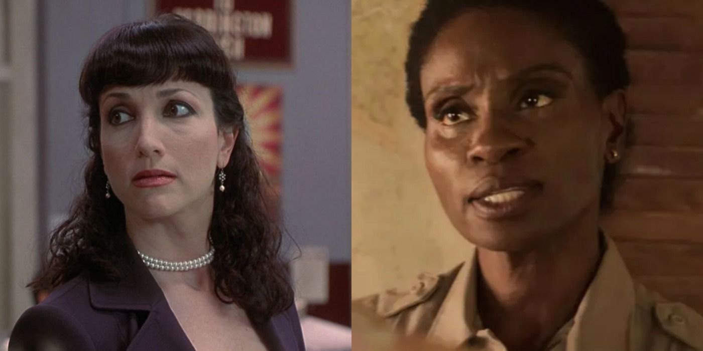 A split image of Bebe Neuwirth in The Faculty and Adina Porter in Outer Banks
