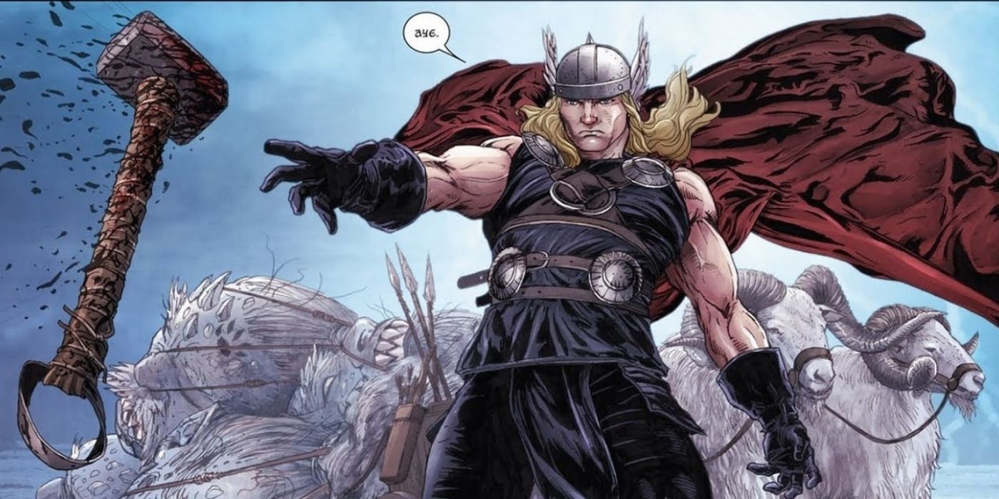 Thor stretching his hand for his hammer in Ages of Thunder
