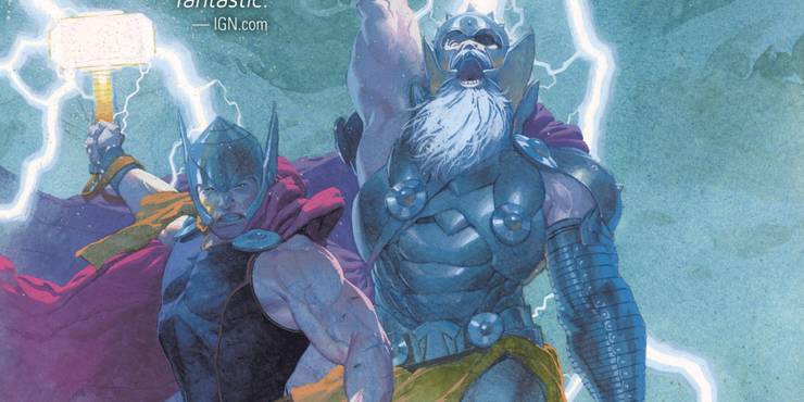 Three-different-versions-of-Thor-next-to-each-other-on-the-cover-of-Godbomb