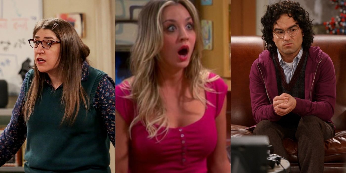 Split image of Amy, Penny, and Leonard from The Big Bang Theory