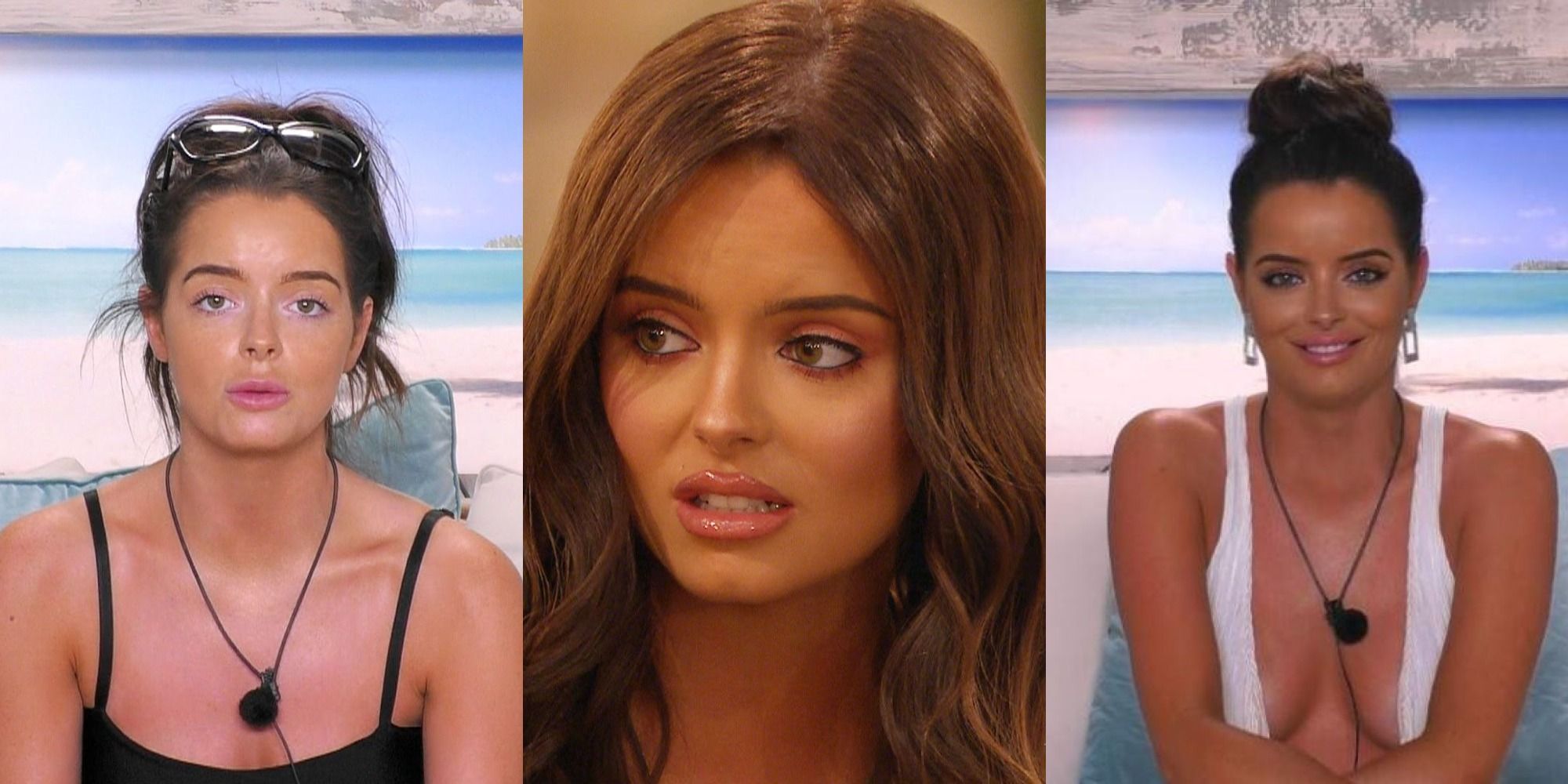 Three images of Maura Higgins from Love Island