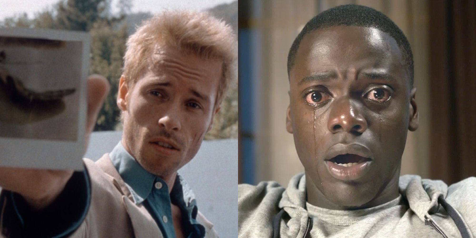 Split image of Guy Pearce in Memento and Daniel Kaluuya in Get Out