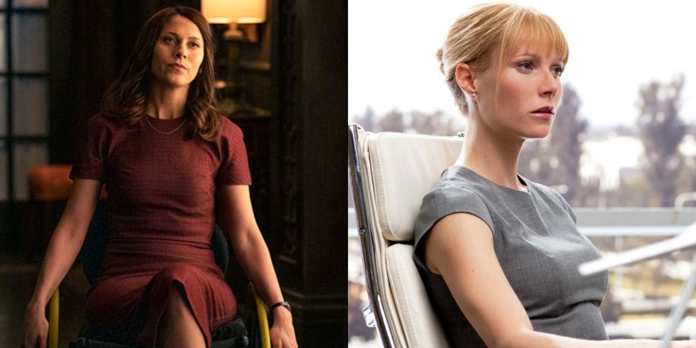 A split image depicts Barbara Gordon in Titans and Pepper Potts in the MCU
