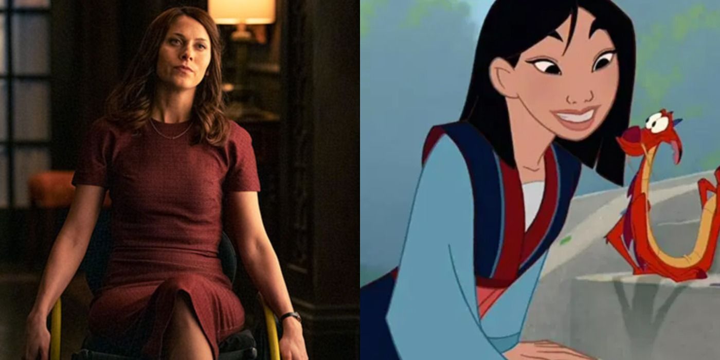 A split image depicts Barbara in Titans and Mulan in Disney's animated Mulan