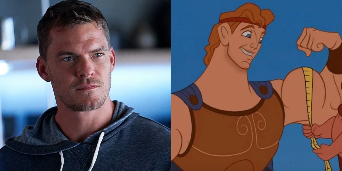A split image depicts Hank in Titans and Hercules in Disney's Hercules