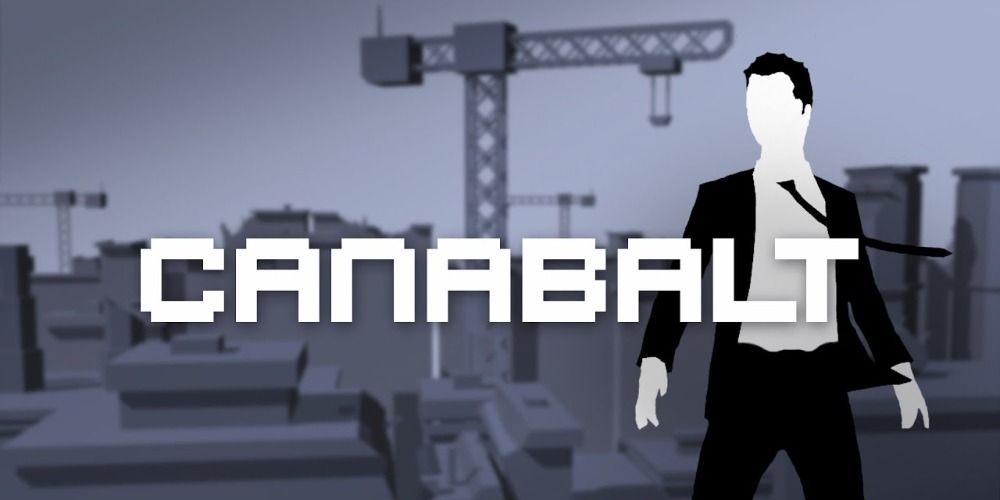 Title screen from Canabalt flash game with a man in a suit