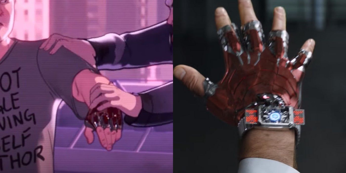 Tony Stark Iron glove in What If and Civil War