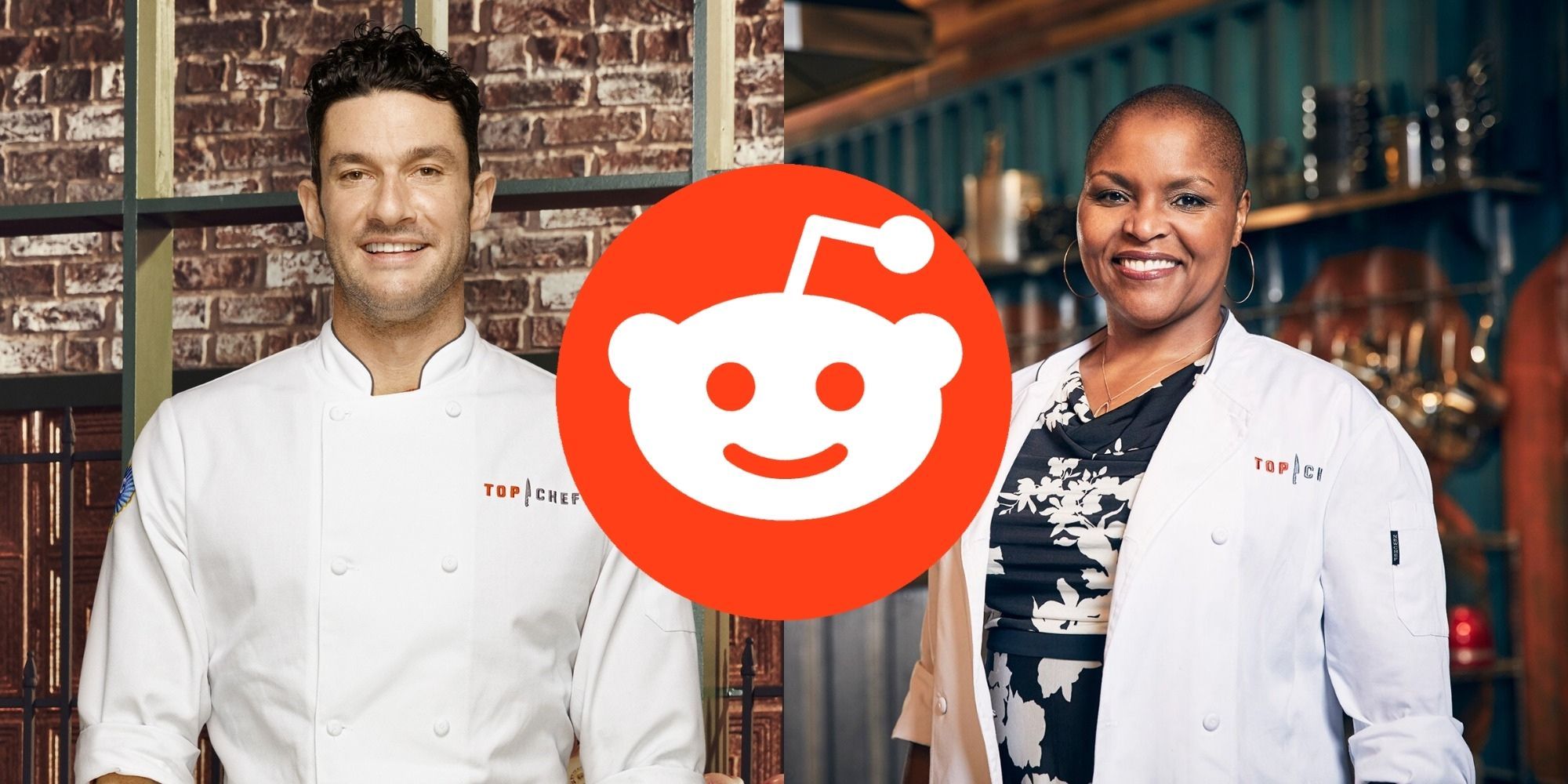Sam Talbot and Tanya Holland in side by side images with the Reddit logo between them.