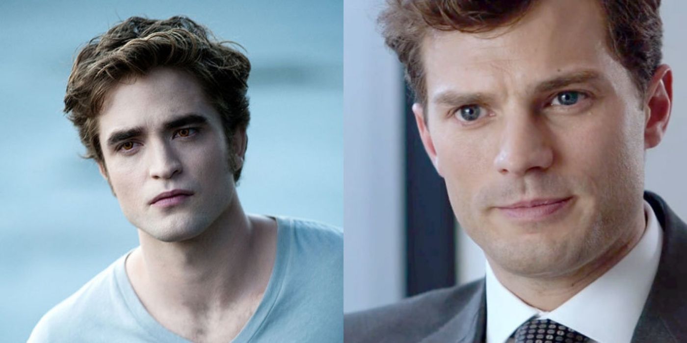 Split image showing Edward in Twilight and Christian in Fifty Shades of Grey