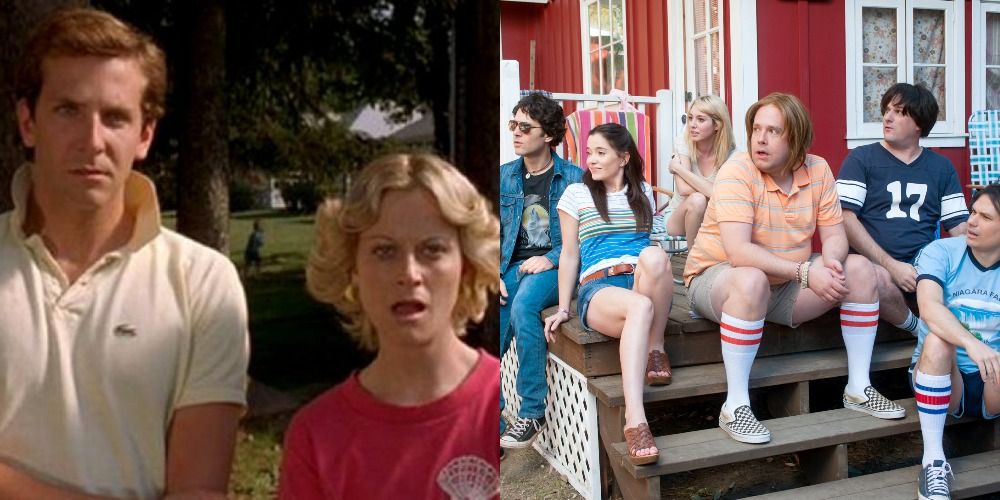 Two side by side images from Wet Hot American Summer movie and TV series