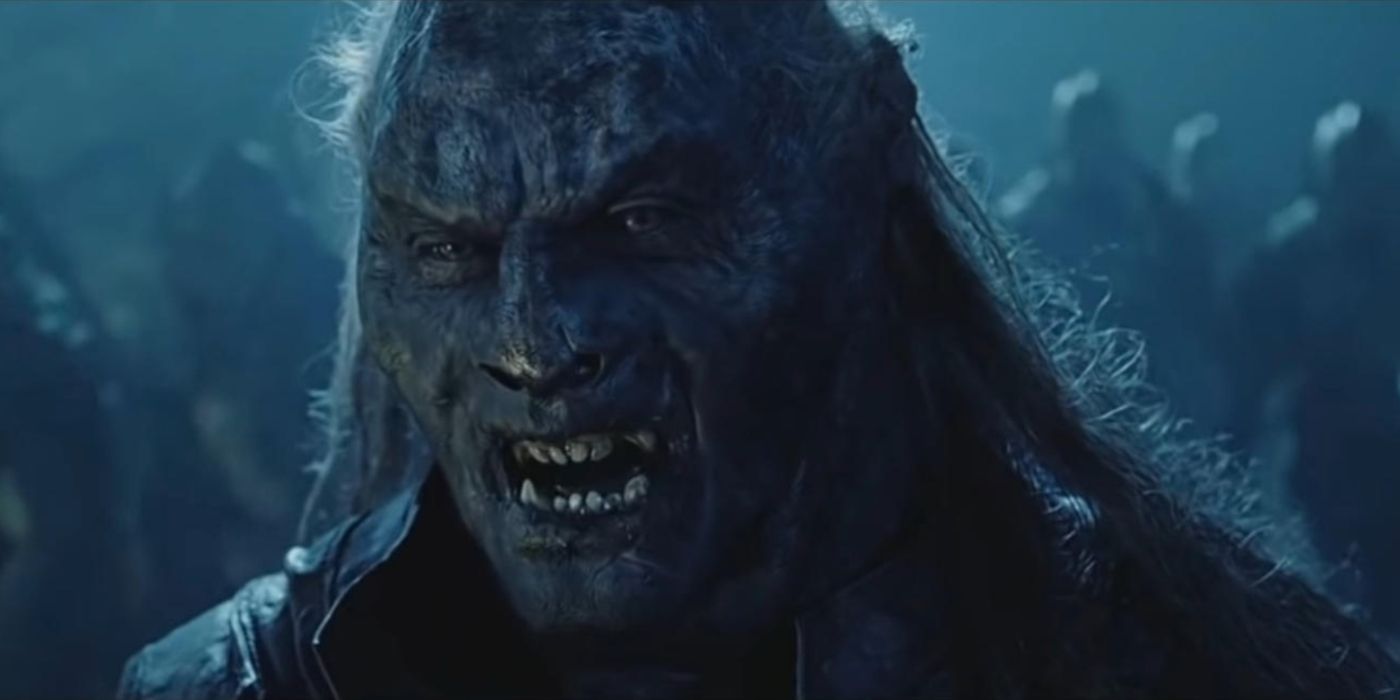 Uglúk stops the other orcs from eating Merry and Pippin in Lord of the Rings
