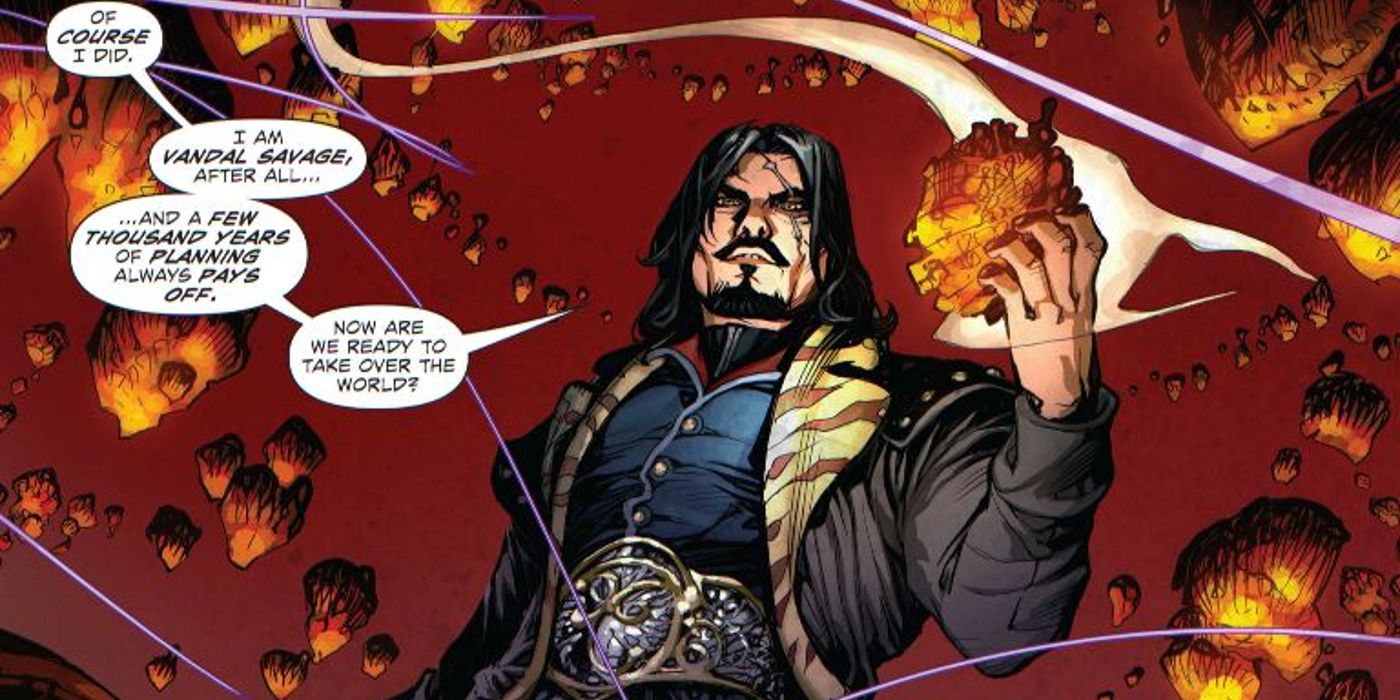 Vandal Savage wielding a rock in DC comics