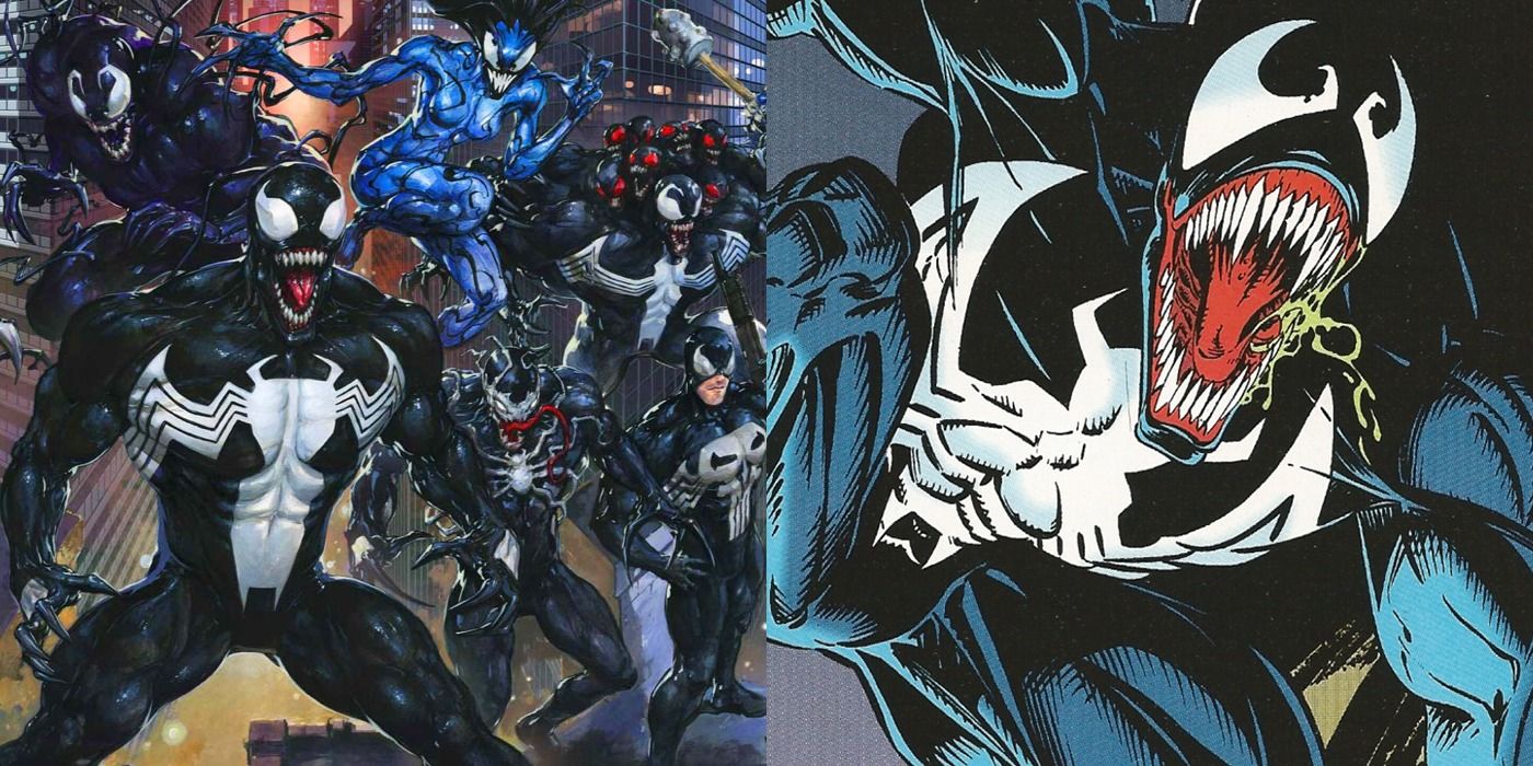 Split image of Venom from Marvel Comics